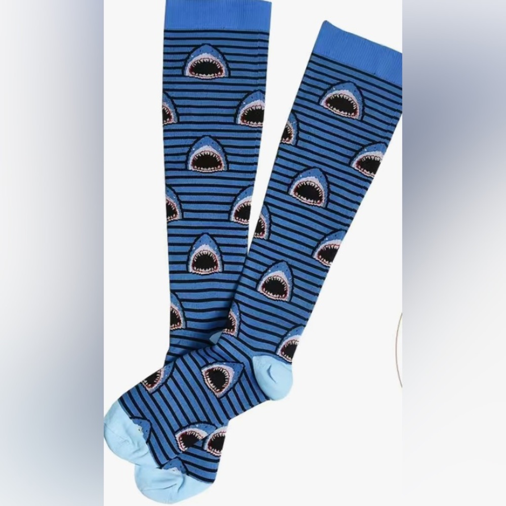 Shark themed compression socks